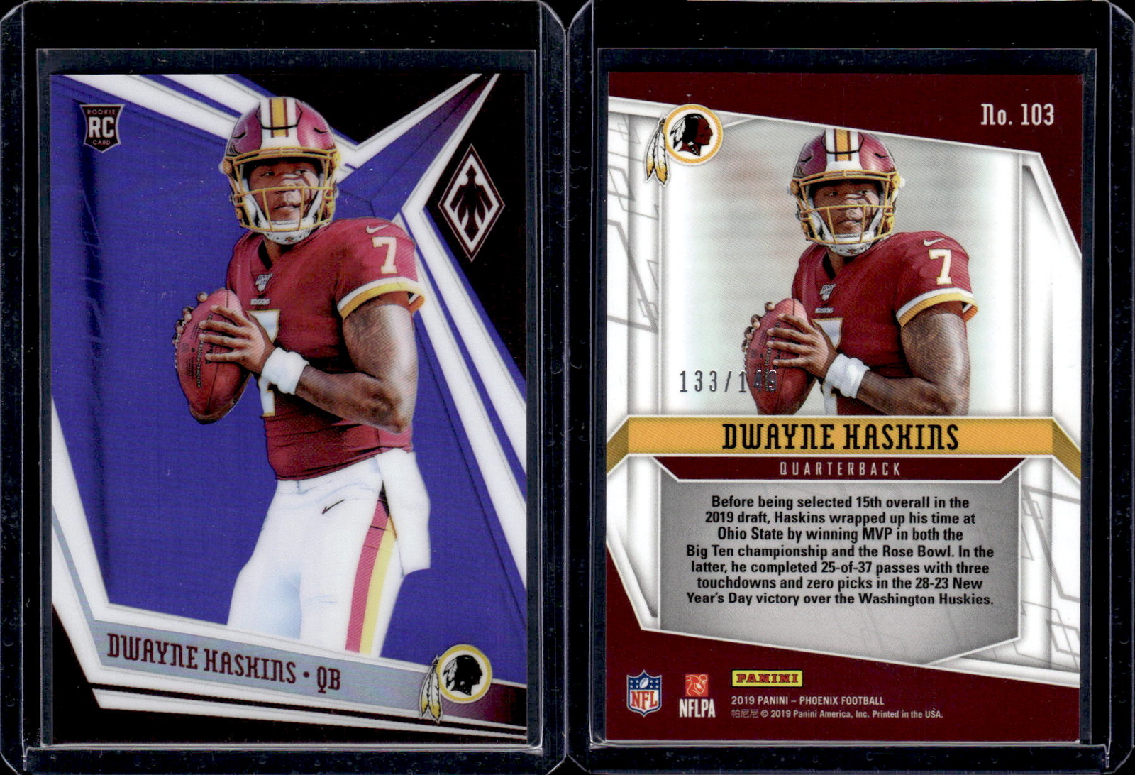 2019 Panini Phoenix Purple #103 Dwayne Haskins 133/149 - EXACT SCAN