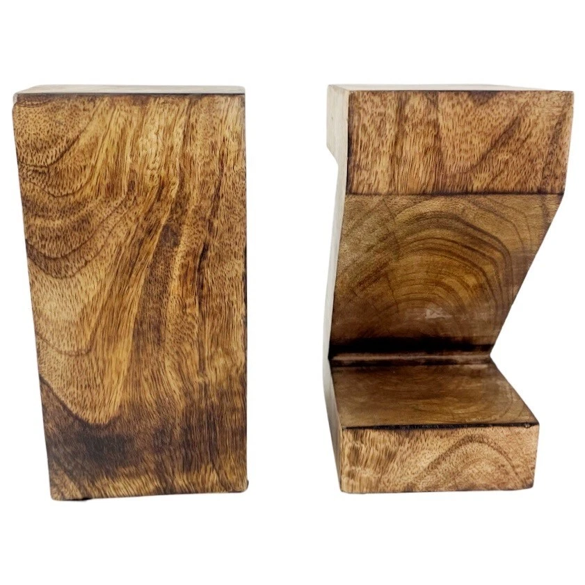 Sujetalibros de madera letras de la A a la Z 2 bloques gruesos moderno contemporáneo decoración de biblioteca 8" Foto 2 de 4