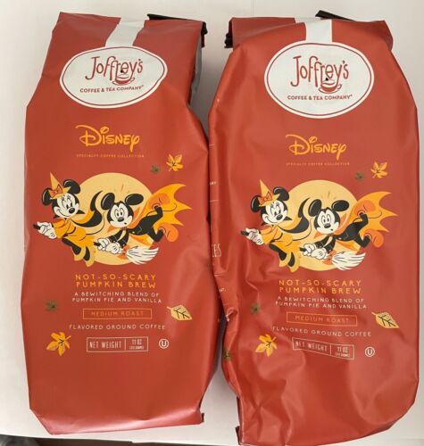 LOT of TWO Joffrey's Disney Not-So -Scary Pumpkin Brew Medium Coffee 11 oz. - Afbeelding 1 van 2