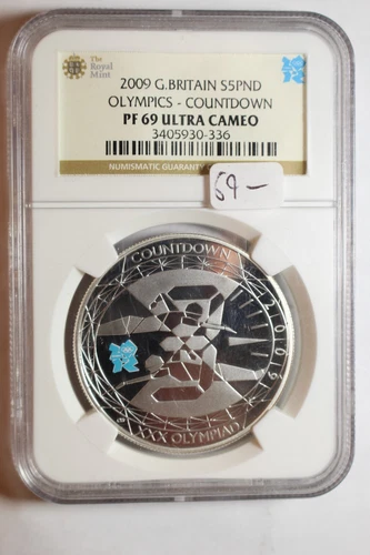 2009 Great Britain 5 Pound Silver Olympics Countdown NGC PF69 Ultra Cameo