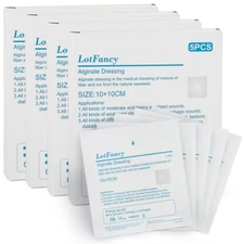 Calcium Alginate Wound Dressing 4'' x 4'' Patches Sterile Pads Non-Stick Padding