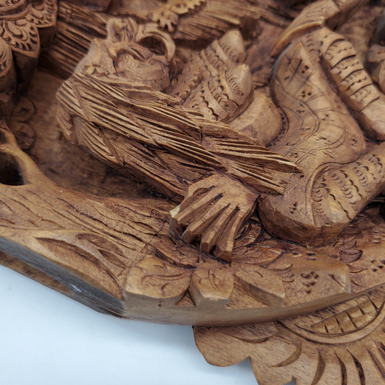 Indonesian Forest 3D High Relief Wood Carving Wall Hanging 10" Bali eBay