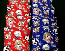 USA Patriotic FIREWORKS Puppy Dog Stars n Stripes 8 ACA Reg. Cornhole Bean Bags
