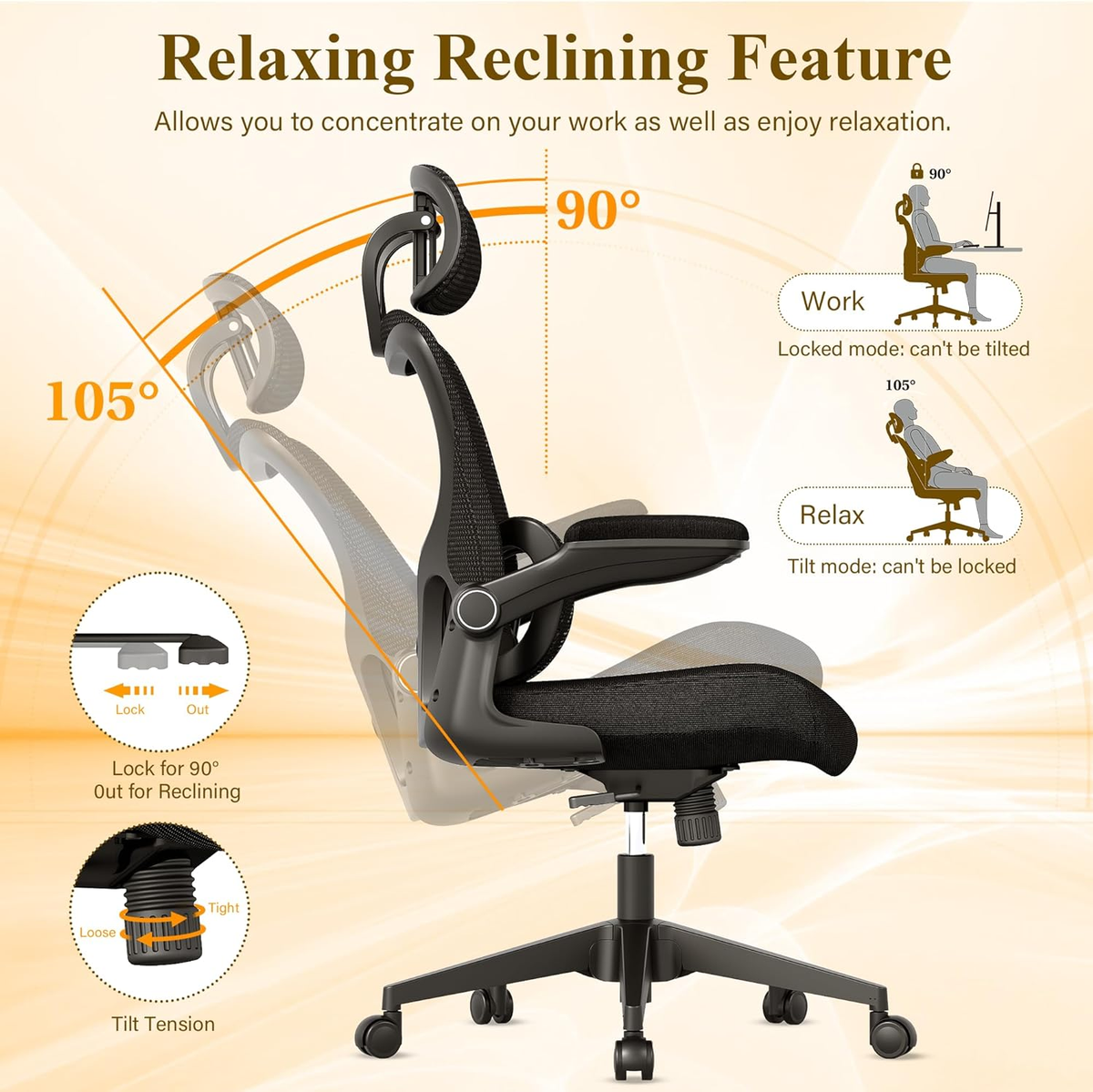 Office Chair Tilt Limiter With Seat Angle Adjustment Lumbar Office
