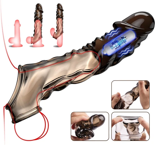 Ampliador de condón extensor funda potenciador de la circunferencia del pene más grande manga realista masculino - Imagen 1 de 11