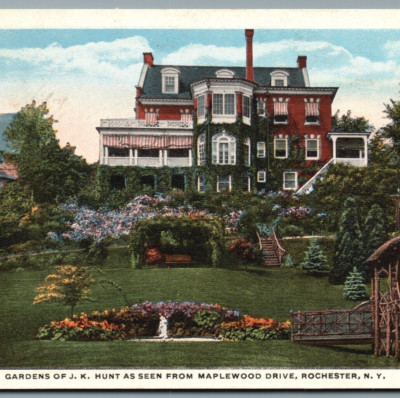 Gardens of J.K.Hunt from Maplewood Dr. Rochester NY. New York VTG Postcard/pc125