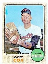 Casey Cox autographed Baseball Card (Washington Senators) 1968 Topps #66