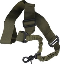 Single 1 One Point Green Nylon Bungee Nylon Web Tactical Rifle Sling - NEW