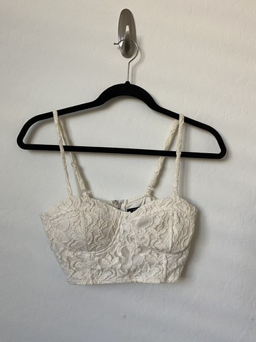 Women’s Cream Ivory Lace Bustier With Zipper Back - Picture 2 of 3