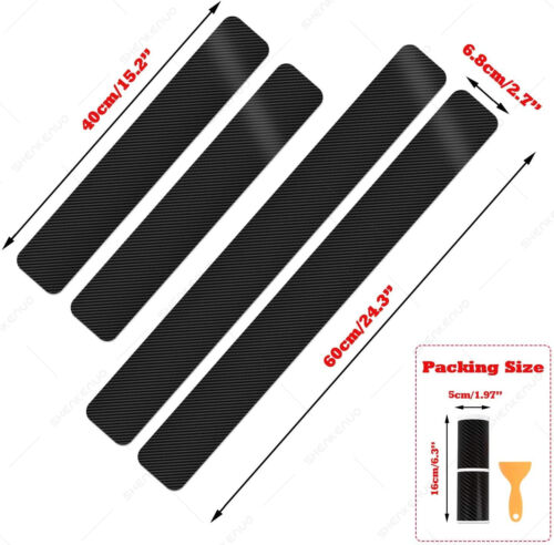 Fibra de carbon Car Door Plate Sill Scuff Cover Anti Scratch Sticker Accesorios - Bild 2 von 12