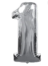 6X  Silver #1 Jumbo 34 Inches Foil Balloon Birthday Kids Baby