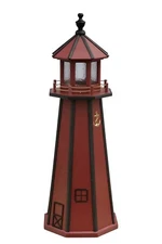LIGHTHOUSE-POLY LUMBER- Red w/ Black Trim- Solar or Electric-3FT- 5FT-Amish Made