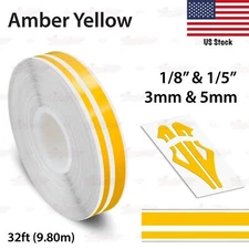 1/8" & 1/5" STRIPE Car Model Truck Twin Line TAPE Vinyl Sticker AMBER YELLOW