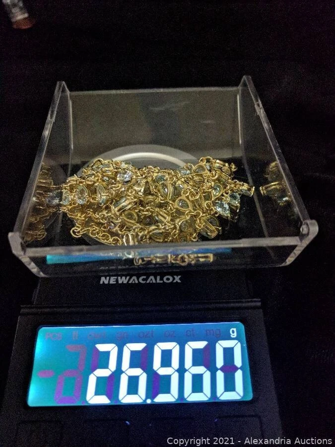 59 CTW BLUE TOPAZ AND 925 GOLD VERMEIL BIB NECKLACE NEW CONDITION - Image 4 of 4