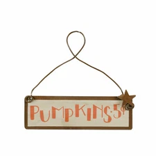 Pumpkins 5 Cents Tin Small Hanging Sign Ornament Primitives By Kathy Fall Decor
