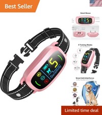 Pink Rechargeable Bark Collar with Color Display - Effective Training Solution