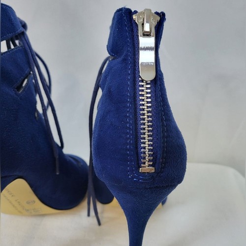 Chinese Laundry Womens Navy Jigsaw Suede Lace-up Back Zip Stiletto Heels 6.5M - Picture 6 of 10