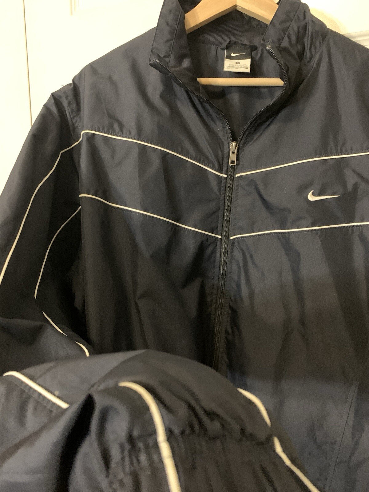 SACAI X NIKE Giacca a vento vintage Nike uomo taglia XL pista sport anni 90 y2k blu navy