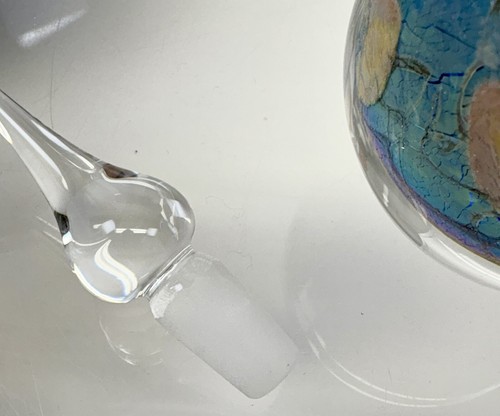 Vintage Vandermark Parfum Flakon Blau Kunstglas Floral Signiert Nummeriert Blütenblätter - Bild 11 von 21