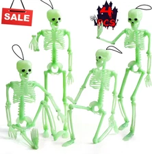 4PCS Luminous Halloween Hanging Skeleton Decor Glow-in-The-Dark Party Wall Decor