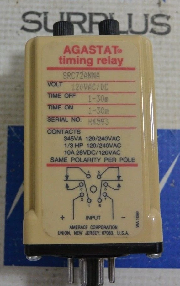 Relé de distribución Agastat SRC72ANNA 120VAC/DC nuevo en caja Foto 2 de 4
