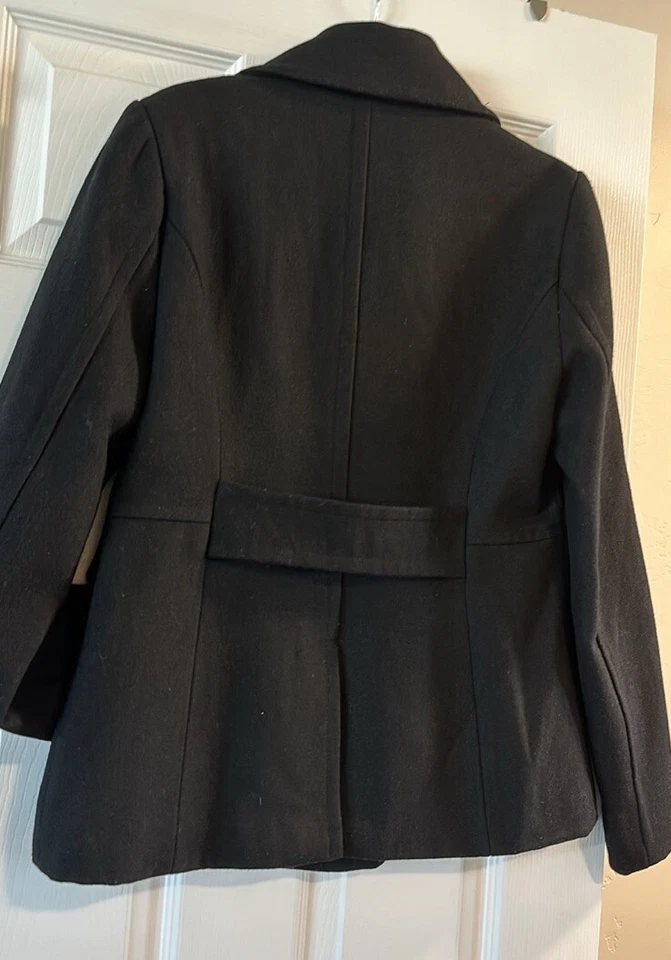 Abrigo Apostrophe Damas Mezcla Lana Guisante Doble Pecho Pequeño Foto 4 de 4