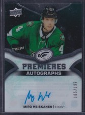 MIRO HEISKANEN - 2018 Upper Deck Ice Premieres Auto #IPA-MH, /199