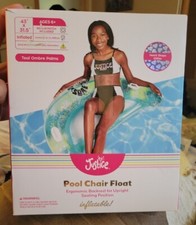 New Justice Inflatable Teal Ombre Palms Pool Chair Float 43" x 31.5"