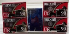 Lot of 5 Type I Normal Bias Audio Cassette Tapes 1-Sony 60 min, 4-Maxell 90 Min.