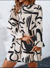 Shein Women's Plus Stand Collared Modern Design Dress Size 3XL