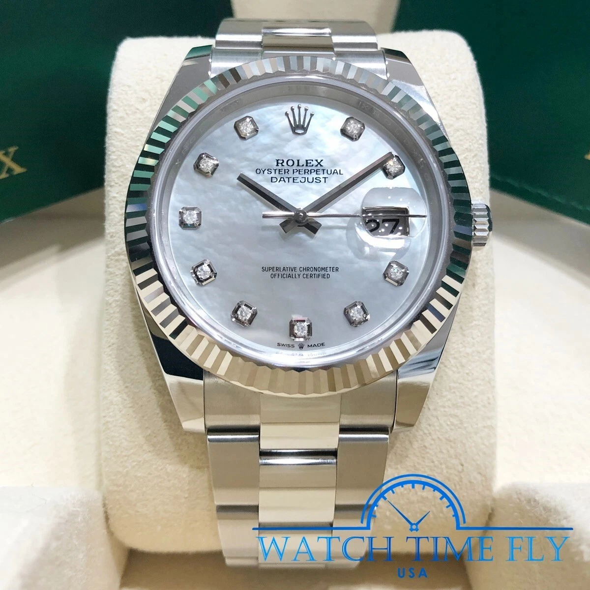 Rolex 126334 Datejust 41mm MOP Mother of Pearl Diamond Dial Fluted