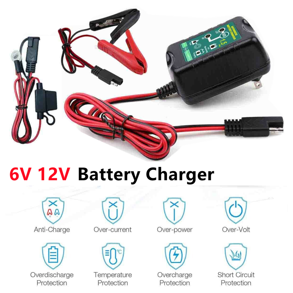6V 12V Smart Automatic Battery Charger Maintainer For Tender Motorcycle Car ATV