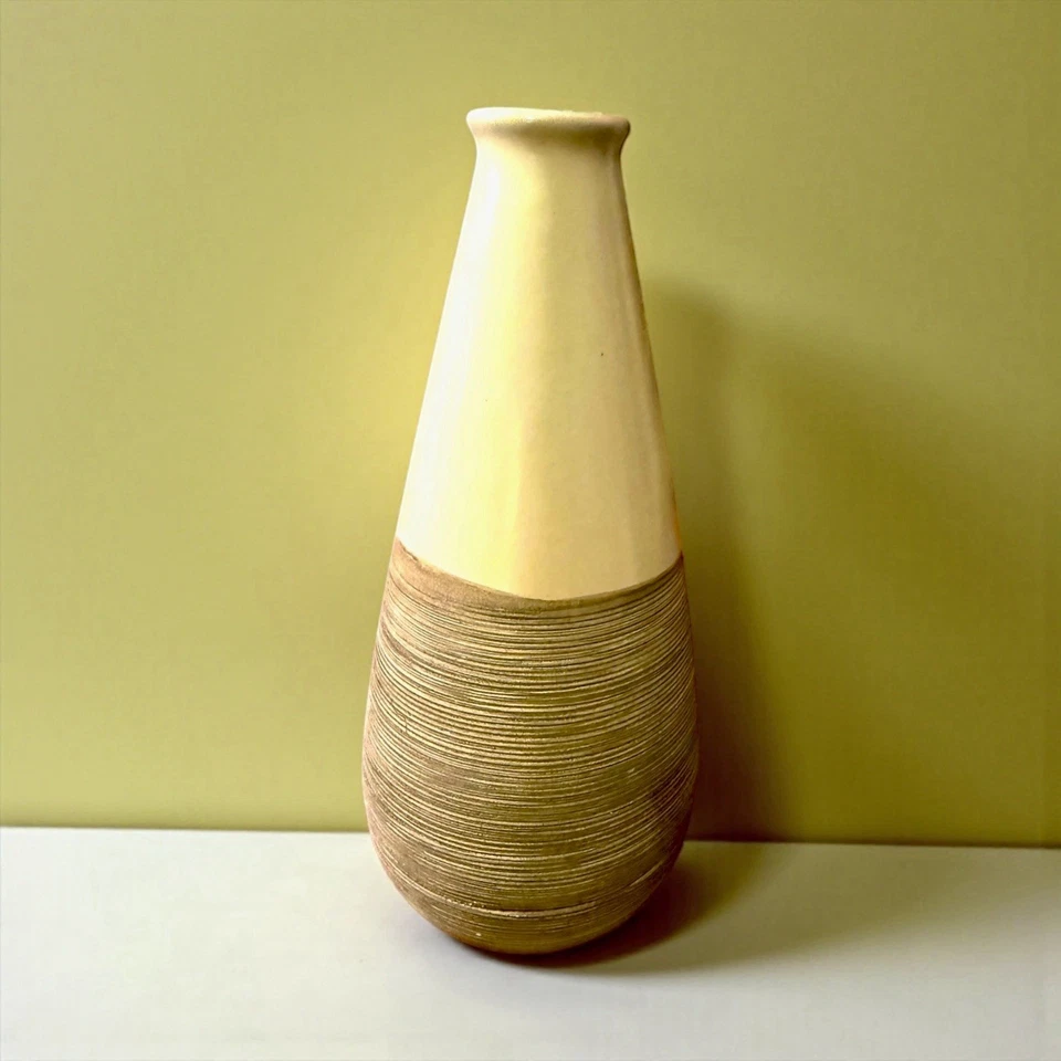 Habitat Brown & Cream Ridged Sgraffito “Scratch”  Bud Vase 25cm Tall Vintage 90s - Image 3 of 4