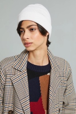 Max Mara Intrend  Damen Accessoires Beanie Mütze 100% Kaschmir Weiß  NP:89,00