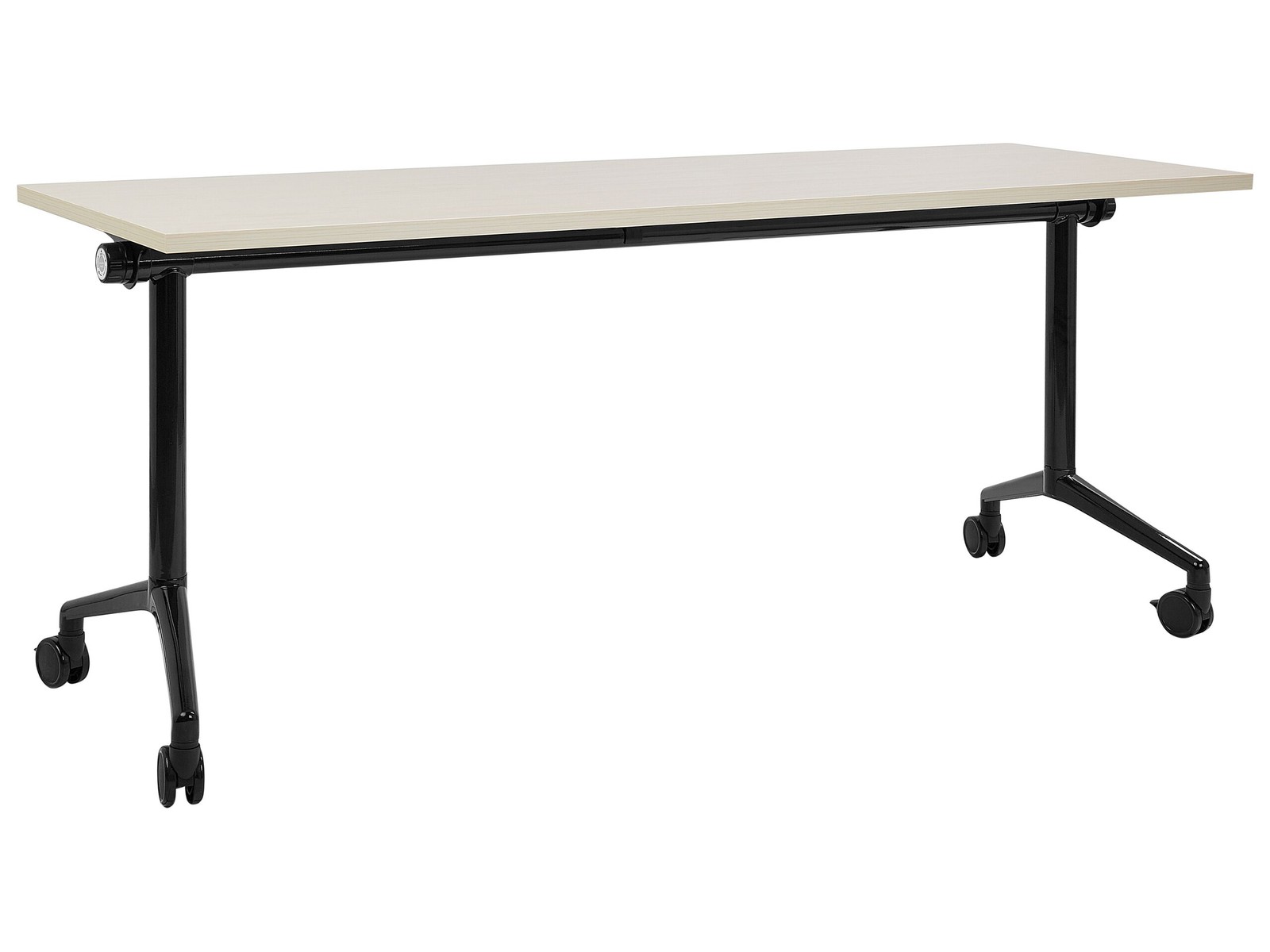 Scrivania pieghevole con ruote marrone chiaro e nero 180 x 60 cm CAVI