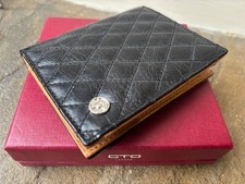 Ferrari GTO 250 vintage leather Bi fold Wallet - Black with Tan / Silk interior