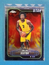 2024-25 Topps Chrome - Collin Sexton #35 Blue Basketball Refractor Utah Jazz NBA