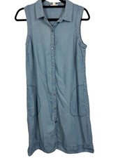 J. Jill Denim Chambray Button Up Sleeveless Dress S