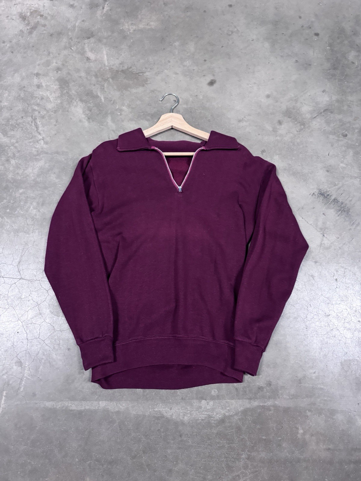 Vintage 60s/70s Maroon Quarter Zip Pullover Sweatshirt Men’s Size M/L