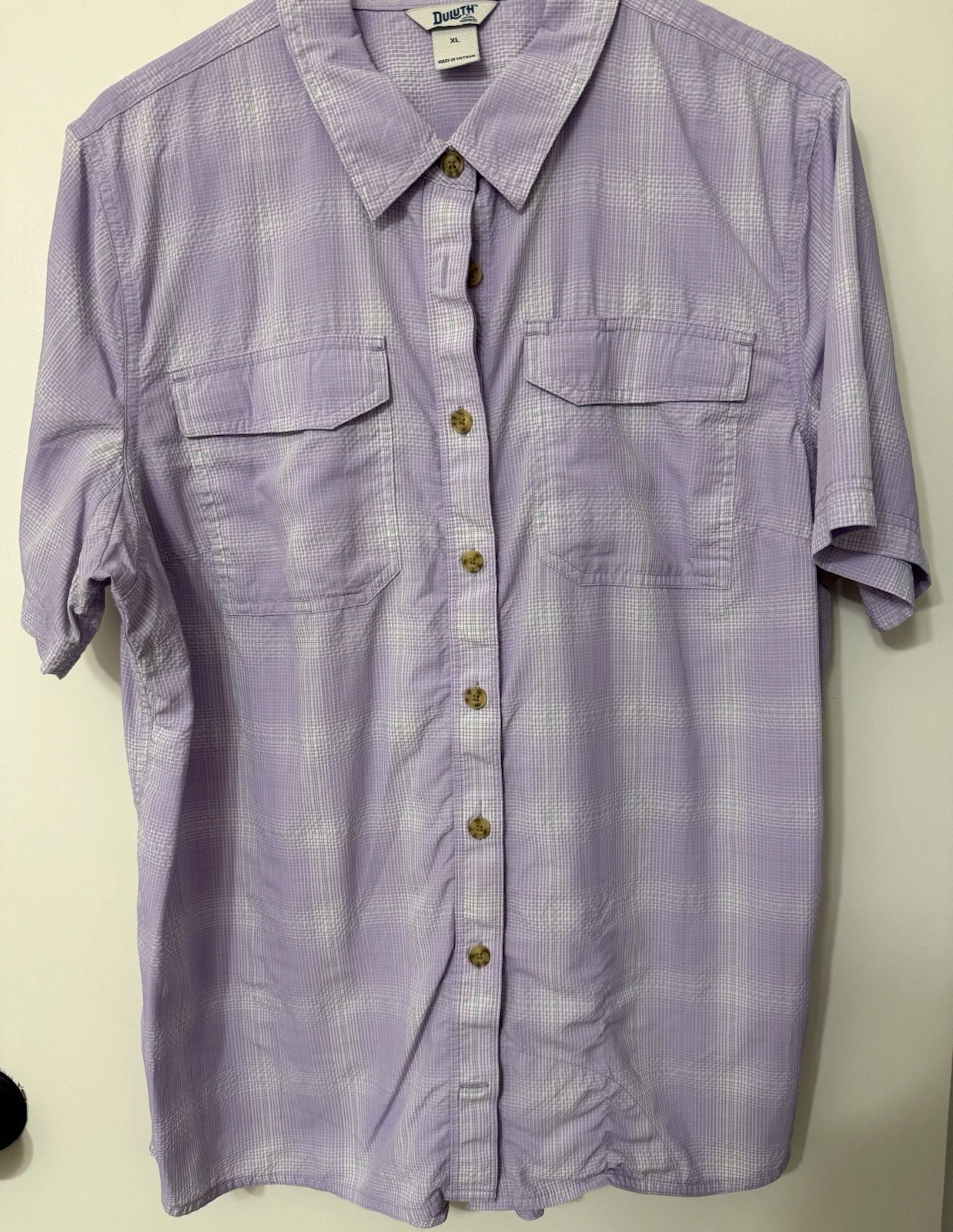 Duluth Trading Women’s Purple Plaid Hiking Shirt w/ Pockets XL Regular