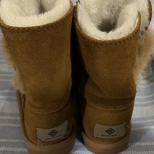 Dream Pairs Girls Brown Pom Pom Lined Suede Mid-Calf Bootie Winter Casual