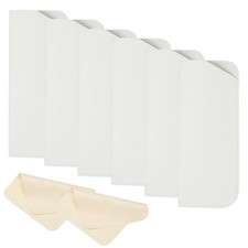 6Pcs 3x6.9" Leather Eyeglass Cases with 2 Cleaning Clothes White 
