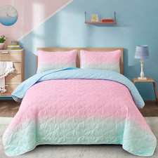 Pink Quilt Set Twin Size Ombre Blue Pink Mint Quilt Sets Kids Girls Bedding Set