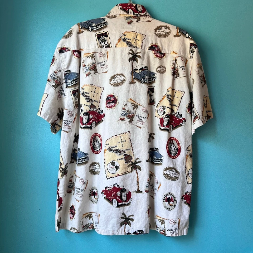 Vintage Big Dogs Linen Short Sleeve Button Down Shirt Hawaiian Men's Size XL - Изображение 4 из 4