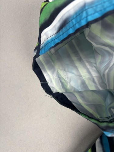 Nike Swim Shorts Mens Medium Blue Green Striped Board Shorts Sheds Water Pool - Picture 17 of 18