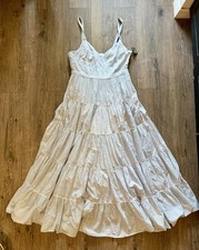 LoveShackFancy Ayala Blue White Striped Tiered Maxi Dress Size 12