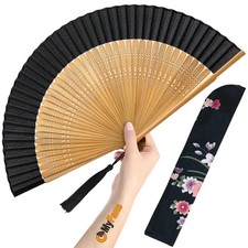 Folding Hand Fan for Women Foldable Chinese Japanese Vintage Bamboo Silk Fan,...