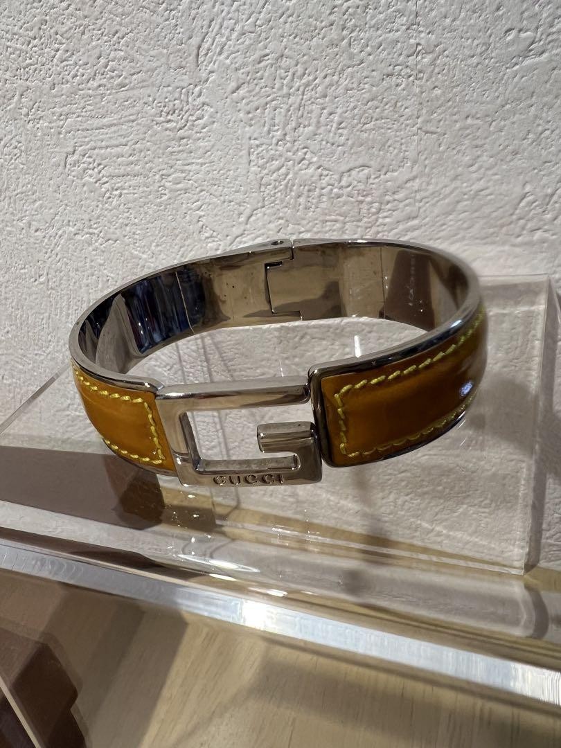 GUCCI Bracelet Bangle Patent yellow leather Unisex Accessory