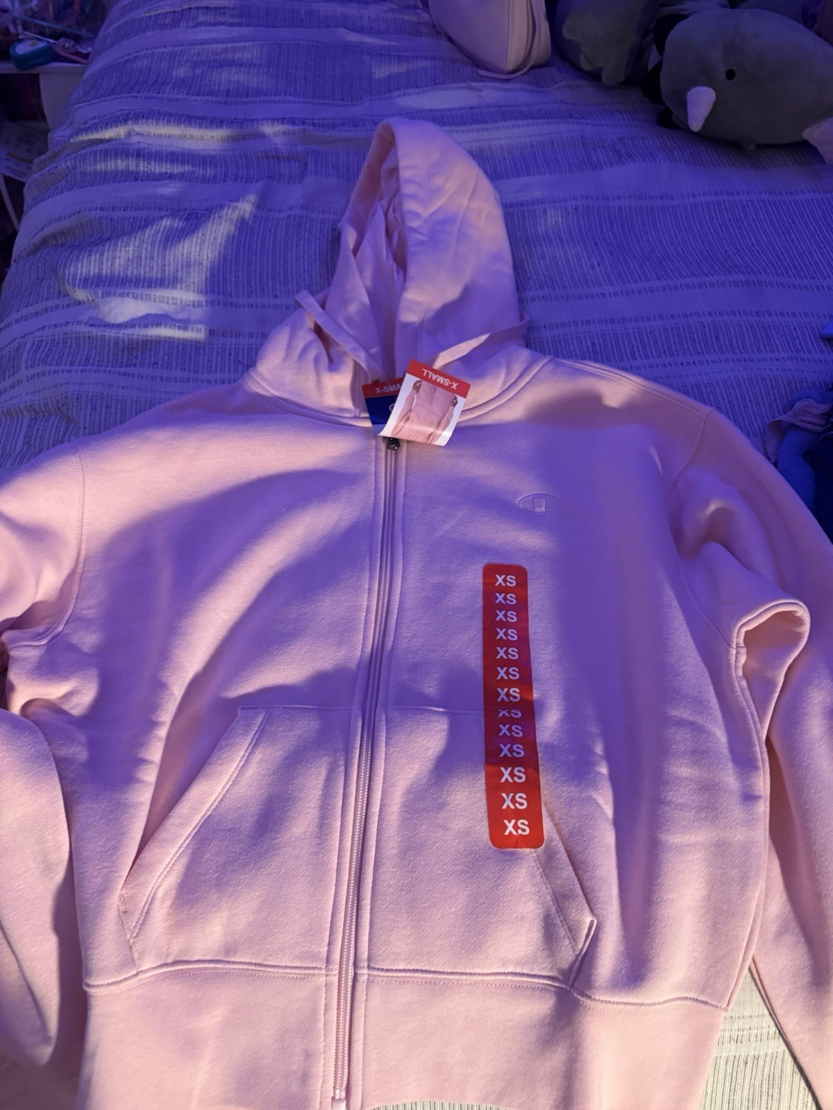 Champion Pink Full Zip Hoodie Women's XS Fleece Long Sleeve 