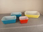 Vintage Pyrex Mix Lot Of 4-Pastel Colors Baking Dishes- Red blue yellow